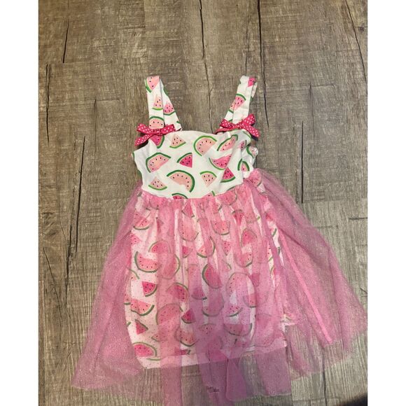 Goodlad Girls Dress 3T Watermelon Print Tutu Overlay Pink Summer Sundress - Picture 1 of 3